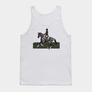 Grey Dressage Horse Canter with Spring Flowers Tank Top